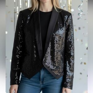 BCBGeneration Black Sequins Blazer XXS